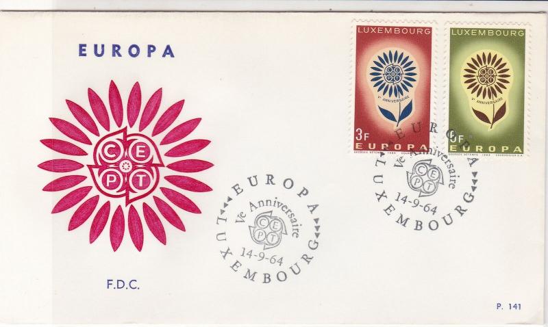 Europa Luxembourg 1964 CEPT Ann. Cancels Flower Pic FDC 2xStamps Cover Ref 25990
