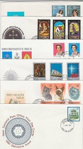 NEW ZEALAND 1981-85 6 FDC including $5 Parliament, Christmas, Health.......Q170a