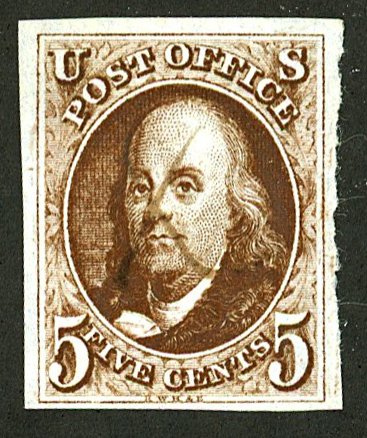 U.S. #1 USED WITH PF CERT MANUSCRIPT CANCEL, NICE MARGINS