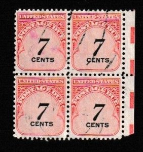 US SCOTT#J95 1959 7c POSTAGE DUE BLOCK OF [4] - USED