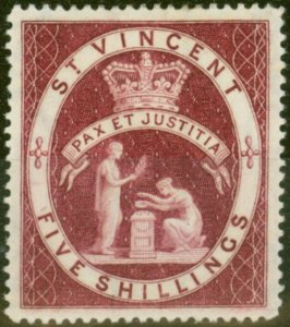 St Vincent 1888 5s Lake SG53 Fine Mint Hinged