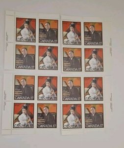 Canada 1980 Canadian Musicians #861a Set Of Plate Blocks MNH