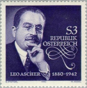 Austria 1980 MNH Stamps Scott 1160 Music Composer Leo Ascher Operetta Songs