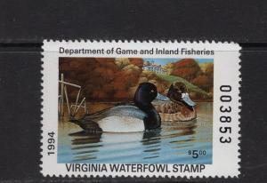 Virginia Waterfowl   Duck Stamp  Mint.   Please see note.