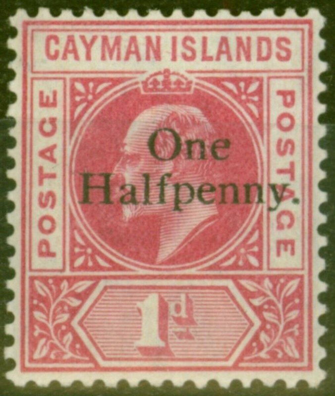 Cayman Islands 1907 1/2d on 1d Carmine SG17 Fine Lightly Mtd Mint Stamp
