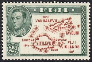 1940 FIJI KGVI 2d BROWN & GREEN DIE II (SG#254) MH VF