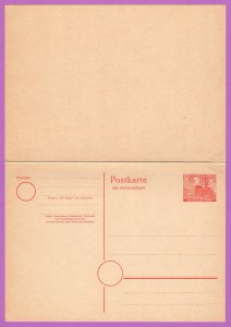 BER MiP7 M 1949 8/8pf Schoeneberg, Rudolf Wilde Square, w/Reply Card Attached