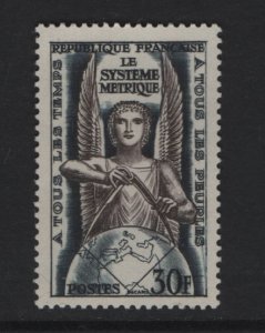 France  #732  MNH  1954  metric system introduction .  allegory