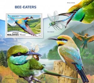MALDIVES - 2018 - Bee-eaters - Perf Souv Sheet -Mint Never Hinged