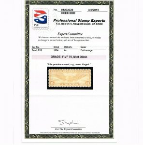 EXCEPTIONAL GENUINE SCOTT #C19 MINT OG NH PSE CERT GRADED F-VF 75  #13461