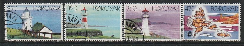 1985 Faroe Islands - Sc 130-3 - used VF - 4 single - Lighthouses