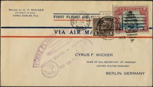 LZ127 FIRST FLIGHT COVER #571, #C11 ZEPPELIN OCT 27,1928 BP8692