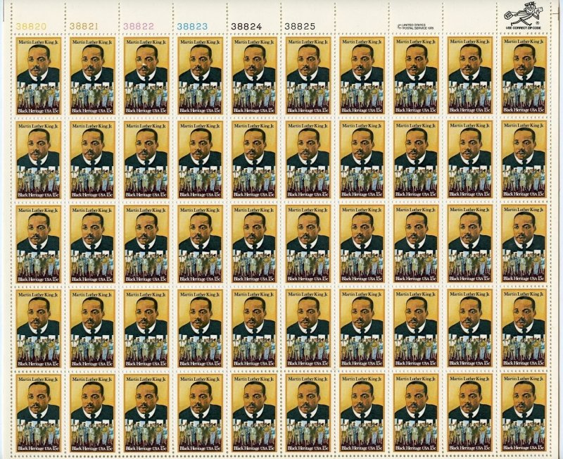 UNITED STATES 15c MARTIN LUTHER KING JR. COMPLETE INTACT SHEET 50  MINT NH 