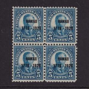 1928 Hawaii Sesqui 5c overprint Sc 648 MLH original gum, block of 4 (DK