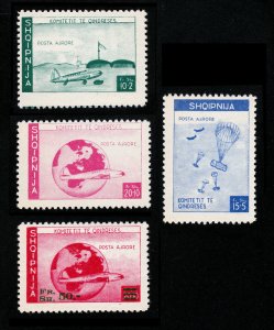 ALBANIA SHQIPNIJA 'KOMITETIT TE QINDRESES' RELIEF AIR DROPS (SERIES 2) MNH-OG 