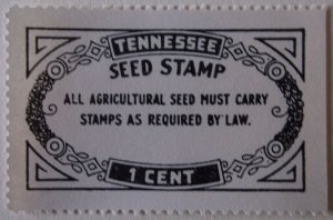 US State Revenue Tennessee Seed Tax 1 Cent  MNH