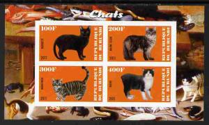 Burundi 2011 Domestic Cats #4 - orange background imperf ...