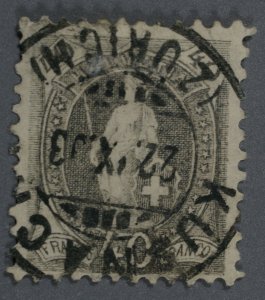 Switzerland #84a Used Fine/VF Cancel KUSNACH/ZURICH Date 22.IX.03 perf 11.5x11