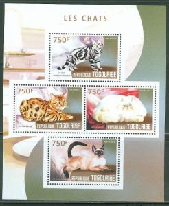 TOGO 2014 FAUNA CATS SHEETLET OF FOUR STAMPS