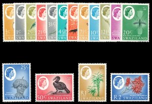 Swaziland 1962 QEII Definitive set complete superb MNH. SG 90-105. Sc 92-107.