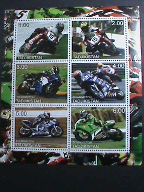 TAJIKISTAN 2001  MOTORCYCLES RACE: MNH SHEET VERY FINE -WE SHIP TO WORLD WIDE.