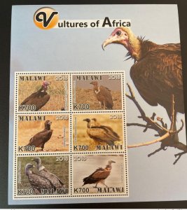 2018 Malawi Mi. A-F 1009 Vultures Vultures Vultures Birds Wildlife Fauna MNH-