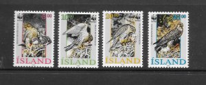 BIRDS - ICELAND #762-5 FALCONS WWF  MNH