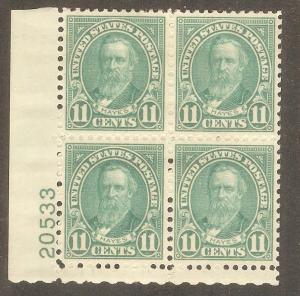 #692 Hayes Plate Block Mint NH #20617