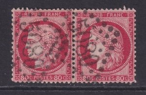 Alexandria (French Offices), Ceres 80c with 5080 cancel, used pair