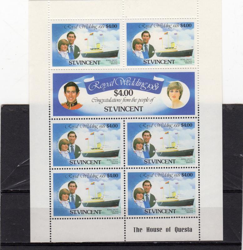 St Vincent 1981 Royal Wedding Sheetlet MNH