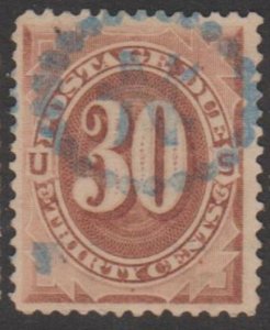 U.S. Scott #J6 Postage Due Stamp - Blue Cancel - Used Single