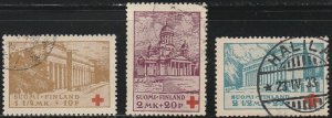 Finland, #B9-B11 Used, From 1932,   CV-$44.00    cat. # in pencil on back