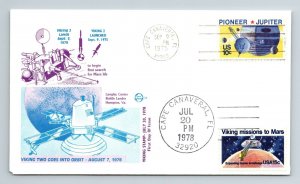 Jul 20, 1978 FDC Viking Stamp - Viking Missions To Mars - Blue Cachet - F3159