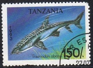 Tanzania 1141 - Cto - 150sh White-tip Reef Shark (1993) (cv $1.70)