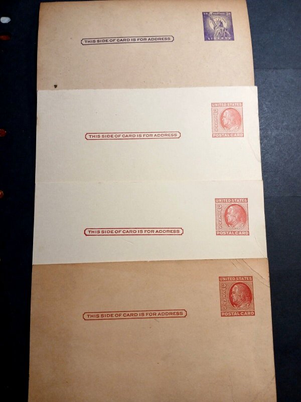 US Postal Card Group - Cat# ux38 ( 3 Cards )  cat#UX46 ( 1 Card ) 1951 - 1958