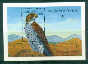 Sierra Leone 1989 Endangered Species, Bird, Kestrel Falcon MS MUH