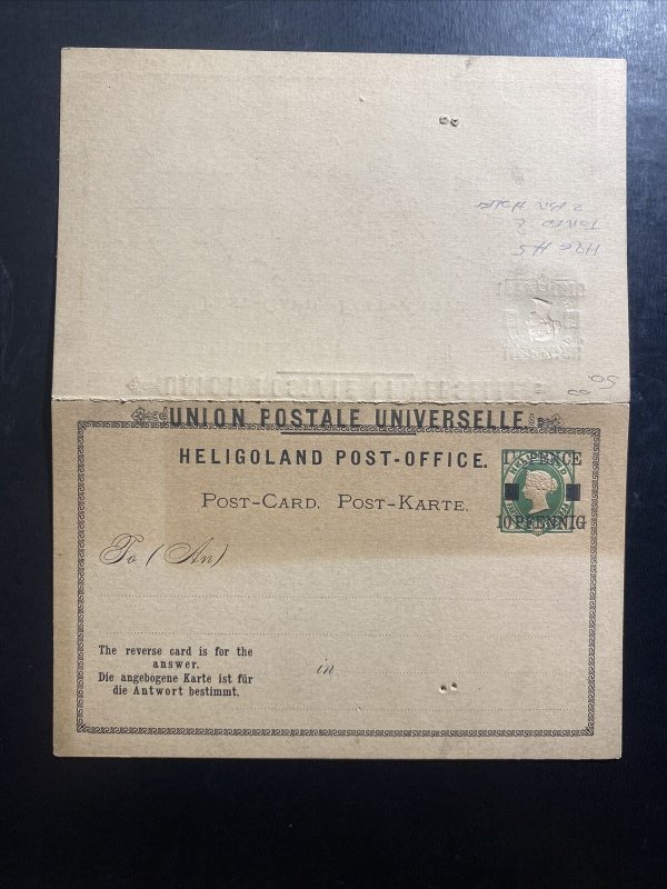 Mint Heligoland Island Postal Stationary Reply Postcard 1890s