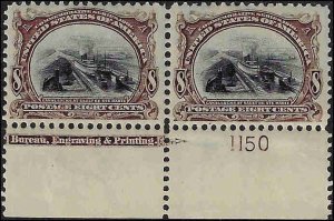 298 Mint,OG,NH... Plate Number/Imprint Pair... SCV $460.00... Beauty