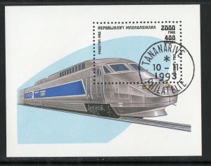 Thematic stamps MALAGASY REP 1993 TGV TRAIN M/S used