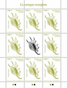 Guinea Seashells Stamps 2020 MNH Sea Shells Scorpion Conch Marine 8v M/S I