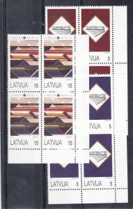 Latvia Scott 349-351 Mint NH blocks (Catalog Value $30.00)