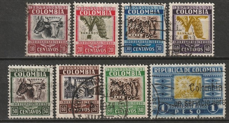 Colombia 1932 Sc C97//107 air post partial set used