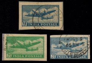 India - Postal Stationery (Air Letter) Cutouts (Airplanes)