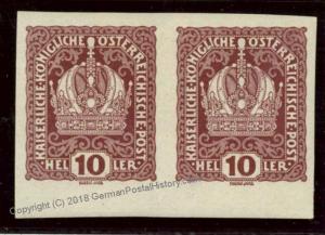 Austria KuK Empire Crown 10H IMPERF Pair  MH 36838