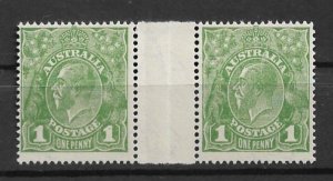 1924 Australia 62 1p King George V MNH gutter pair