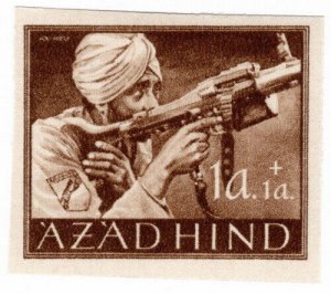 (I.B) India Cinderella : Azad Hind 1a + 1a (imperforate proof)