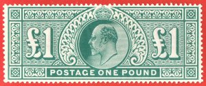 [mag279] GB 1902 SG 266, £1 dull blue-green MNH Signed Roger Calvez SUPERB !!!!