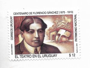 URUGUAY 2010 Florencio Sanchez Centenary of death Theater 1 value MNH