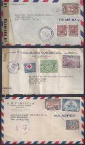 HONDURAS TO US 1940s COLLECTION OF SIX WAR TIME CENSORED COVERS ALL TO NY