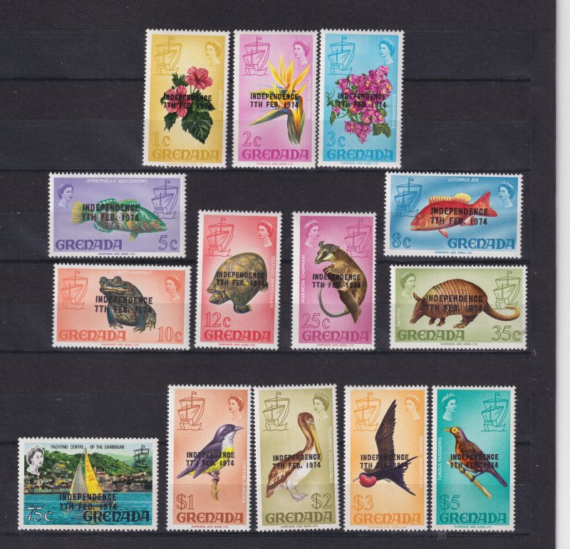 GRENADA # 528-541 Independence overprint ARMADILLO TORTOISE BIRDS TOAD FISH